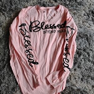 Pink Long Sleeve 'Blessed' Shirt